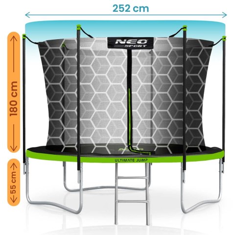 Trampolina ogrodowa 8ft/252cm z siatką wewnętrzną i drabinką Neo-Sport