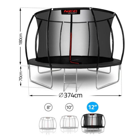Trampolina ogrodowa profilowana 12ft/374cm z siatką wewnętrzną Neo-Sport