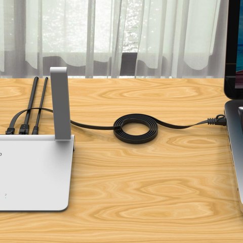 Kabel sieciowy internetowy płaski Ethernet CAT7 10Gbps RJ45 LAN 2m - czarny