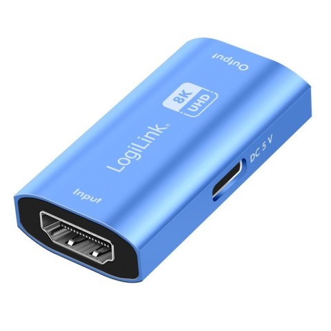 Repeater HDMI, 8K/60HZ, HDCP2.3, Alu, niebieski