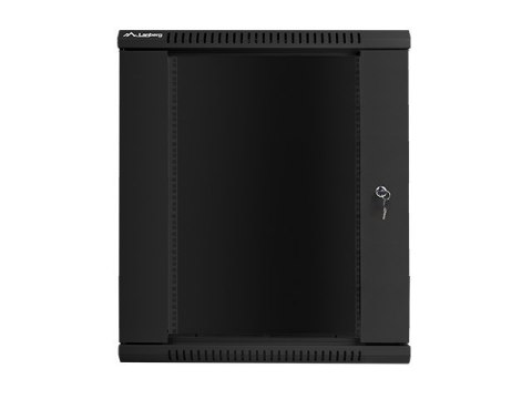 Szafa instalacyjna wisząca 19 cali 15U 600X450mm czarna (drzwi szklane)