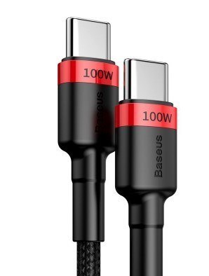 BASEUS KABEL USB-C/USB-C CAFULE 100W 2M CZERWONO-CZARNY