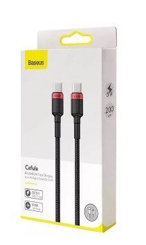 BASEUS KABEL USB-C/USB-C CAFULE 100W 2M CZERWONO-CZARNY