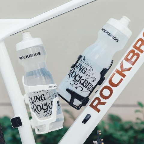 Uchwyt rowerowy z poliwęglanu na butelkę bidon śr. 51-73 mm - biały