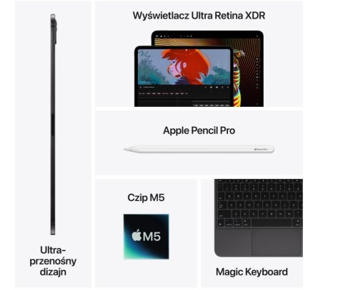 IPad Pro 13-calowy Wi-Fi + Cellular 512GB ze szkłem standardowym - Srebrny