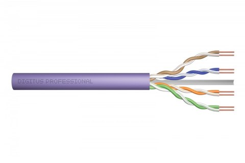Kabel teleinformatyczny instalacyjny kat.6, U/UTP, Eca, drut, AWG 24/1, PVC, 305m, karton, fioletowy