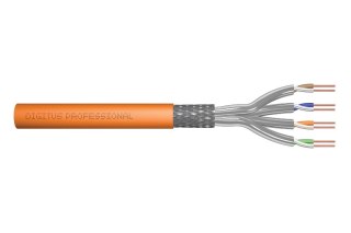 Kabel teleinformatyczny instalacyjny kat.7, S/FTP, Dca, drut, AWG 23/1, LSOH, 500m, szpula, pomarańczowy