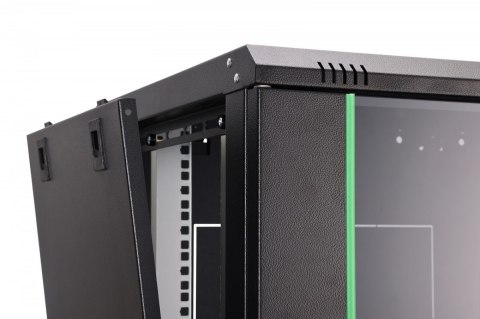 Szafa sieciowa wisząca Dynamic 19" 16U rack 785x600x450mm, drzwi szyba, czarna, niezłożona, 60kg