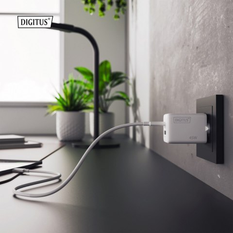 Ładowarka sieciowa GaN II 45W | 1x USB-C, 1x USB-A | PD 3.0, QC 3.0 | Biała