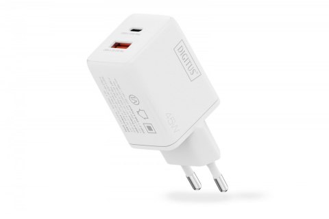 Ładowarka sieciowa GaN II 45W | 1x USB-C, 1x USB-A | PD 3.0, QC 3.0 | Biała