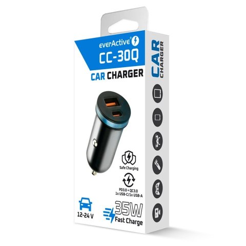 Ładowarka samochodowa CC-30Q QC3.0 35W 1X USB + 1X USB-C PD czarna