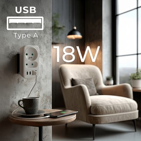 Rozdzielacz na 2 gniazda MCE249 F/W 2x USB-A 2x USB-C