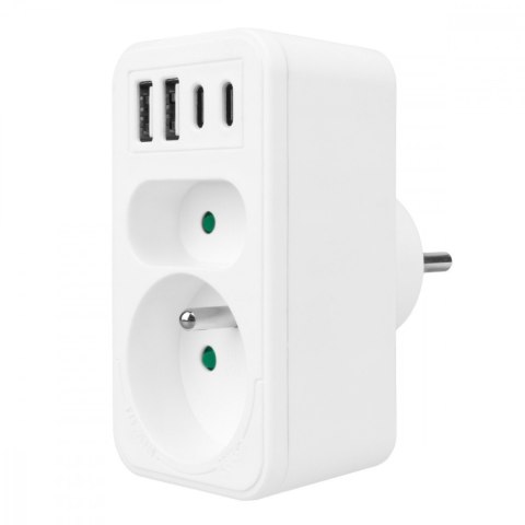 Rozdzielacz na 2 gniazda MCE249 F/W 2x USB-A 2x USB-C