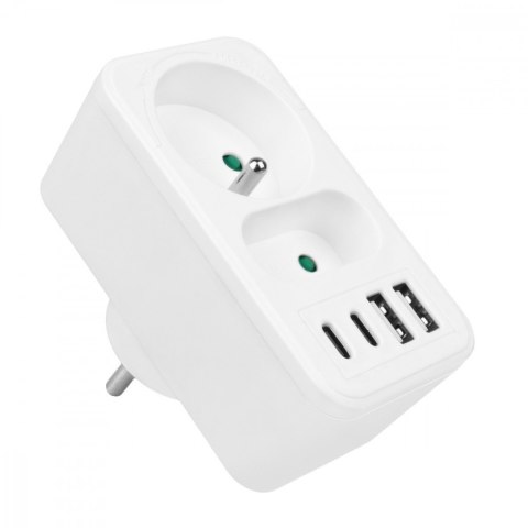 Rozdzielacz na 2 gniazda MCE249 F/W 2x USB-A 2x USB-C