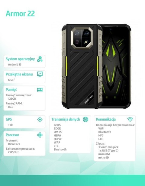 Smartfon Armor 22 4G 8/128GB IP69K zielony