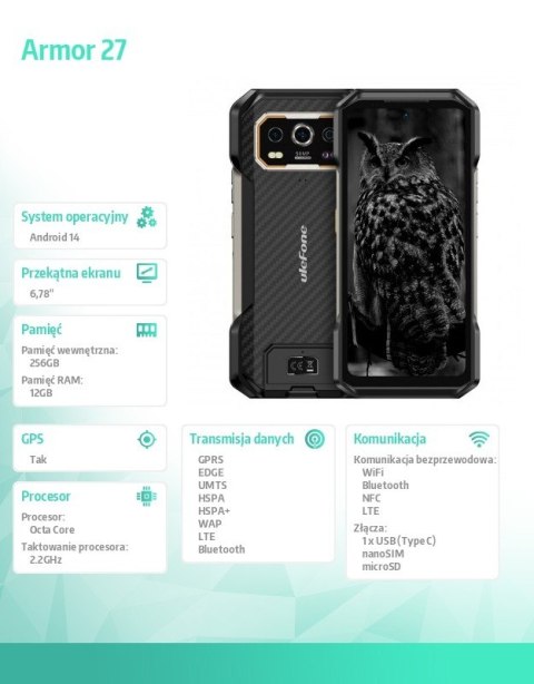 Smartfon Armor 27 4G 12/256GB IP69K Czarny