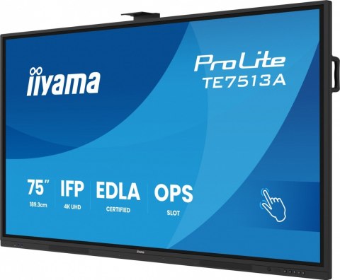 Monitor interaktywny 75 cali TE7513A-B2AG INFRARED,40pkt,IPS,4K,7H,500cd/m2, WiFi,USB, ANDROID 14, Google EDLA,2x20W, UCHWY