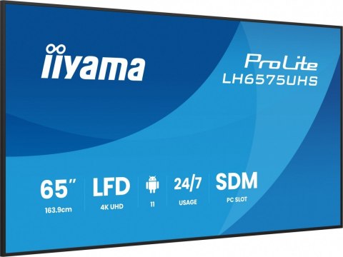 Monitor 65 cali LH6575UHS-B2AG,24/7,IPS,ANDROID.11,4K, WiFi, iiSignage2, FailOver, EShare, 24/7, full daisy chain