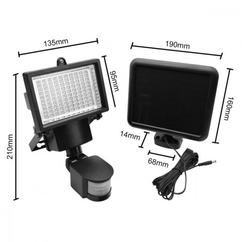 Naświetlacz solarny LED z czujnikiem IP44 MCE442