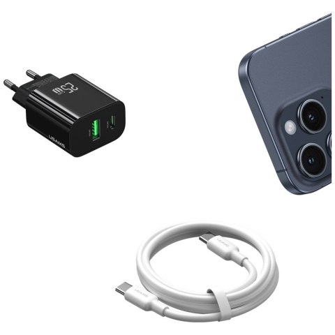 Ładowarka sieciowa 25W 1xUSB-C 1xUSB-A Fast Charging Czarna
