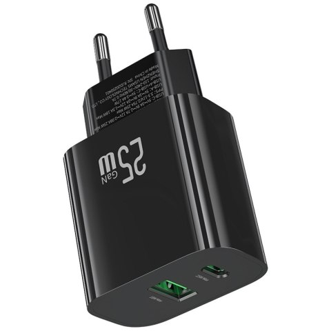 Ładowarka sieciowa 25W 1xUSB-C 1xUSB-A Fast Charging Czarna