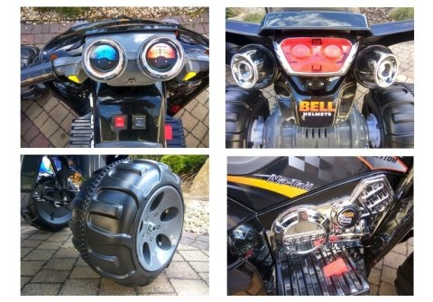 Quad Pojazd Na Akumulator Dla Dziecka Terenowy Światła LED Panel MP3 Czarny LEAN CARS