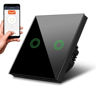 Dotykowy włącznik światła podwójny Wi-Fi SMART MCE714B czarny
