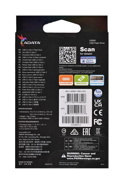 ADATA pendrive Dashdrive Elite UE800 128 GB