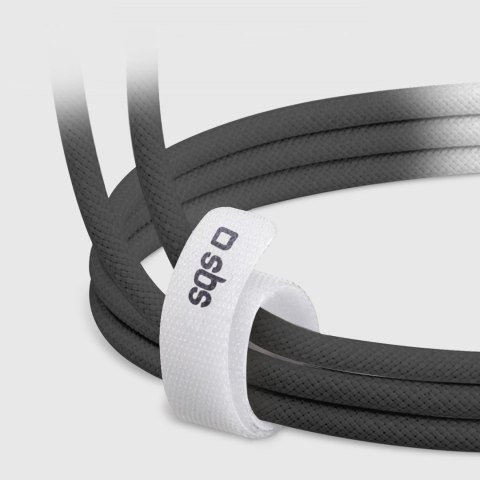 Kabel przewód w oplocie USB-C 60W 1.5m - czarny