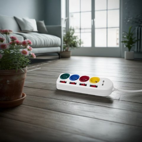MACLEAN LISTWA ZASILAJĄCA 4 GNIAZDA 2XUSB MCE229W