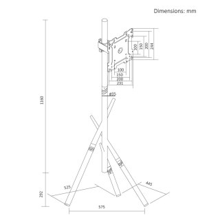 MACLEAN UCHWYT / STOJAK PODŁOGOWY DO TV, 27-55", MAX. VESA 200X200, MAX. 60KG MC-181 W