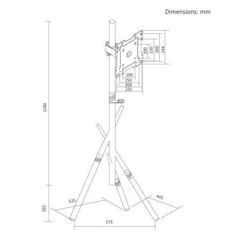 MACLEAN UCHWYT / STOJAK PODŁOGOWY DO TV, 27-55", MAX. VESA 200X200, MAX. 60KG MC-181 W