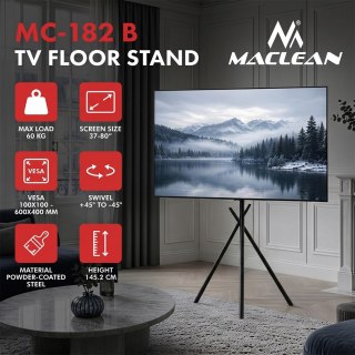 MACLEAN UCHWYT / STOJAK PODŁOGOWY DO TV, 37-80", MAX. VESA 600X400, MAX. 60KG, MC-182 B MC-182 B