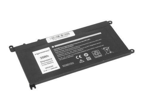 Bateria WDX0R P75F P62F P66F T2JX4 WDXOR do Dell - 3400 mAh (39 Wh)