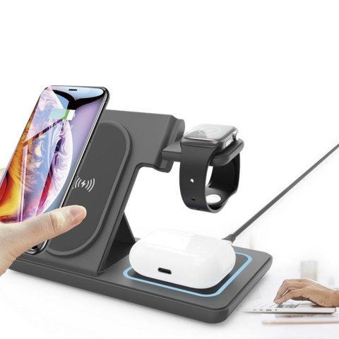 Ładowarka bezprzewodowa 3w1 15W Apple-Iphone, Watch, Airpods czarna