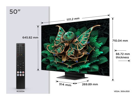 Telewizor TCL 50C7K QD-Mini LED 50" 4K Ultra HD Google TV Dolby Atmos DVB-T2 Czarny