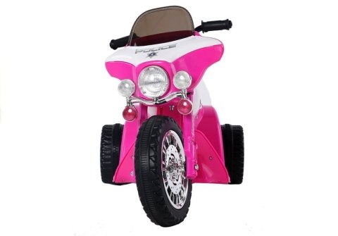 Motor na Akumulator Trójkołowy JT568 Policja Dla Dzieci LED Ciemnoróżowy LEAN CARS