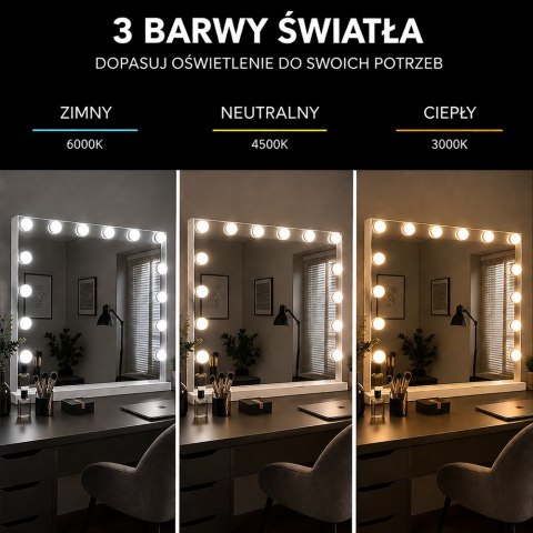 Lustro podświetlane LED HOLLYWOOD 80x65cm