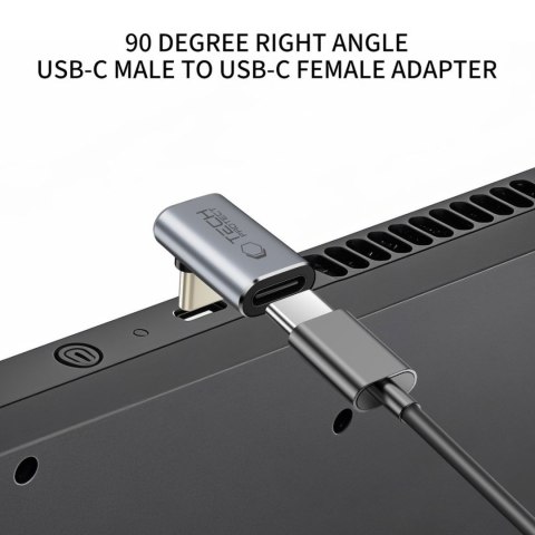 Adapter kątowy przejściówka USB-C - szary