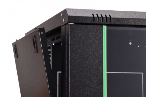 Szafa sieciowa wisząca Dynamic 19" 7U rack 385x600x600mm, drzwi szyba, czarna, niezłożona, 60kg