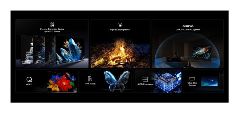 Telewizor TCL 65C6KS QD-Mini LED 65" 4K Ultra HD Google TV Dolby Atmos DVB-T2 Metaliczny (OUTLET)