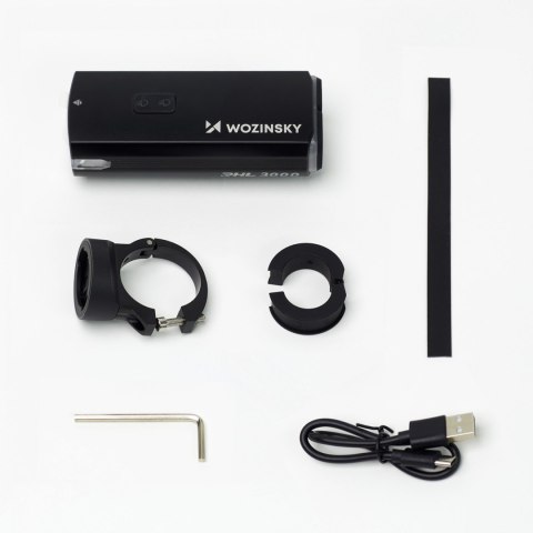 Lampka rowerowa przednia z kablem USB-C 3000 lm - czarna