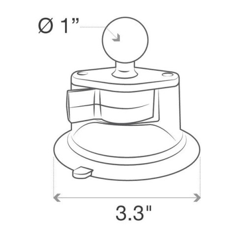 RAM Mount Twist-Lock™ Przyssawka Do Szyby/Deski Rozdzielczej z Głowicą rozmiar B RAM-B-224-1U