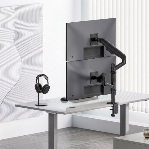 ERGO OFFICE UCHWYT / WIESZAK NA 2 MONITORY, SPRĘŻYNA GAZOWA, 17"-32", 1-10KG, CZARNY MAT, ER-692 B