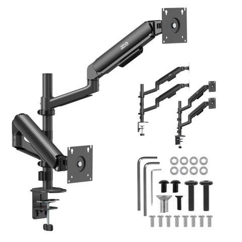 ERGO OFFICE UCHWYT / WIESZAK NA 2 MONITORY, SPRĘŻYNA GAZOWA, 17"-32", 1-10KG, CZARNY MAT, ER-692 B