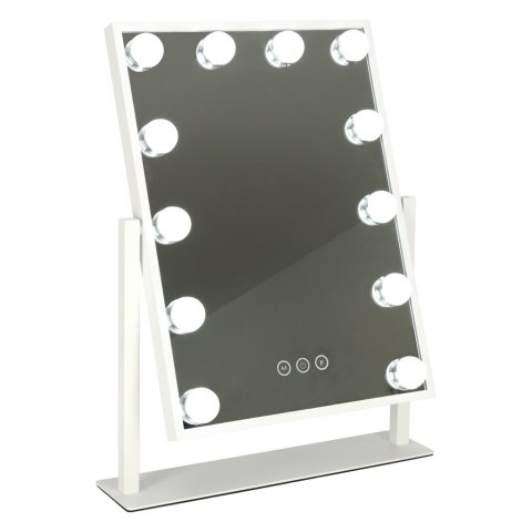 Lusterko do makijażu kosmetyczne podświetlane 12 LED Hollywood z 12 żarówkami USB 30 x 40 cm
