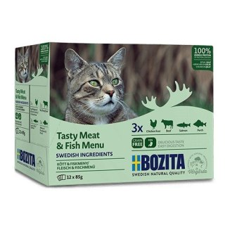 Bozita Kawałki w Galaretce z Rybą i Mięsem 12x85g