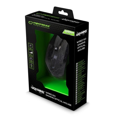 Mysz Esperanza Lightning EGM211R (optyczna; 2400 DPI; kolor czarny)