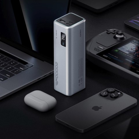 Powerbank 20000mAh USB-C USB-A 100W - szary