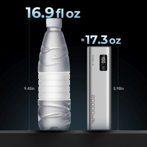 Powerbank 20000mAh USB-C USB-A 100W - szary